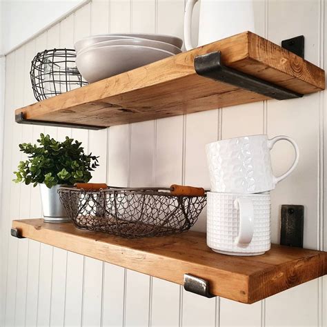 wooden shelves with metal brackets uk|rustic wood shelves with brackets.